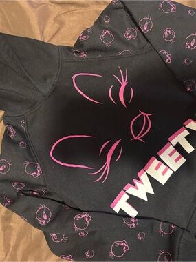 Tweety Black & Pink Kids Hoodie